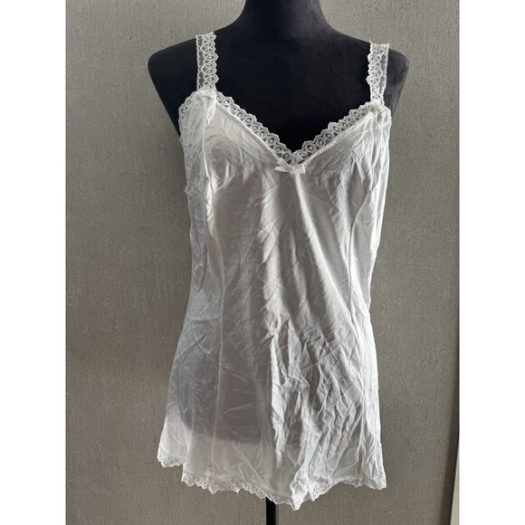Unbranded Other - Vtg 80s Lady Romance White Nylon Lace Camisole Tank Top Cami Coquette Medium